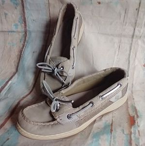 Sperry Top Sider  Leather Boat Shoes US Women's Size 5.5 M Grey Sparkles